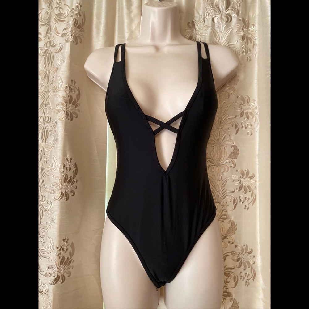 Sexy Hot Criss Cross Plunge Deep V  OnePiece